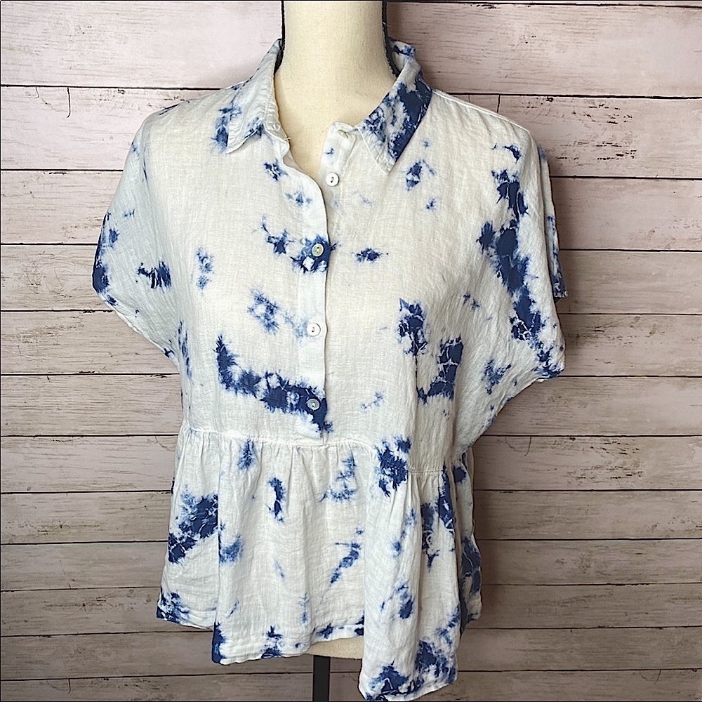 Rachel Zoe linen tye dye top